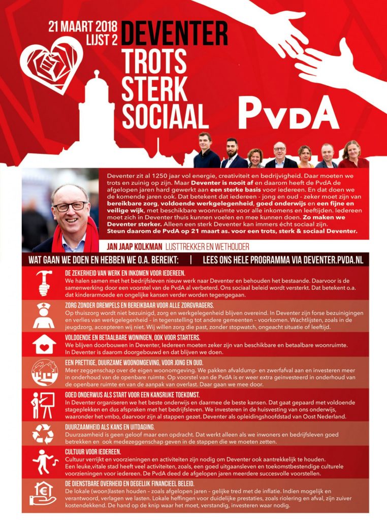 Verkiezingsprogramma en folder verkiezingen gemeenteraad 2018 PvdA